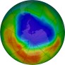 Antarctic ozone map for 2025-10-09